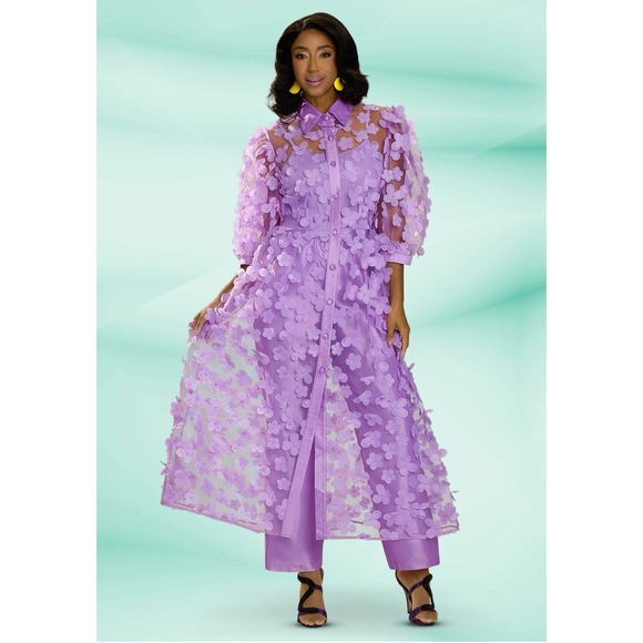 Donna Vinci 3pc Orchid 12 Church Suit Duster Cami Satin...